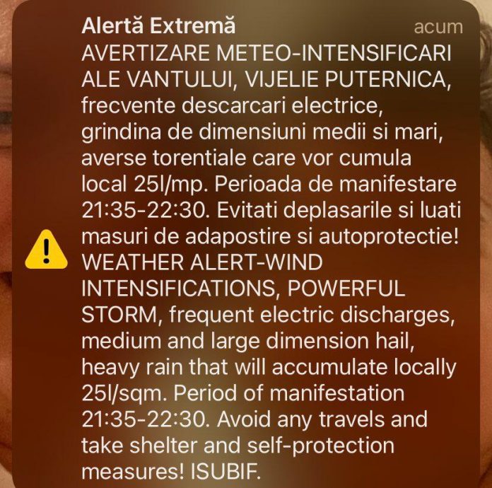 Avertisment RO ALERT pentru București