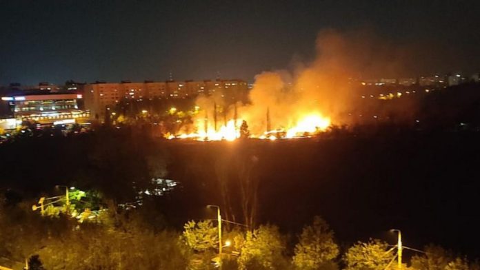 Incendiu în Parcul IOR din București.
