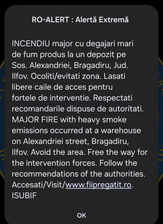 ro alert incendiu bragadiru