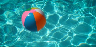 white and multicolored beach ball