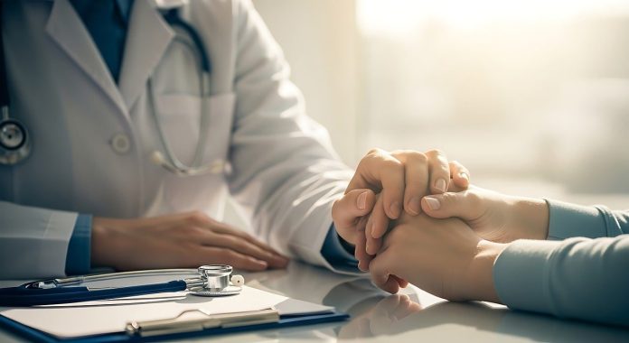 doctor, patient, hands, support, care, medical, healthcare, medicine, hospital, clinic, physician, nurse, trust, comfort, empathy, compassion, hope, help, assistance, treatment, diagnosis, examination, ai generated