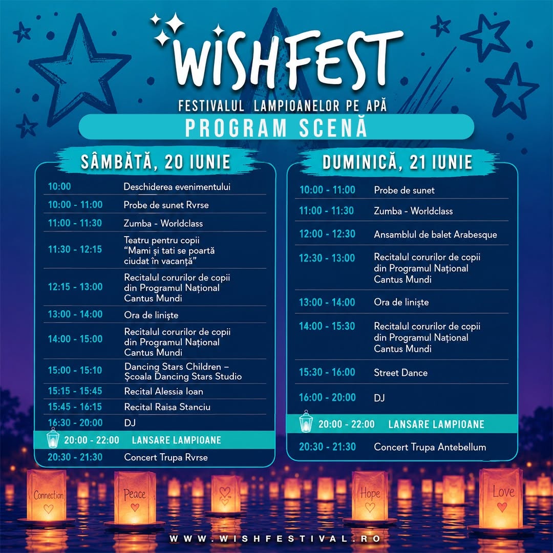WishFest: Cel mai spectaculos festival al dorințelor revine la București / Mii de lampioane vor lumina Lacul Titan pe 20 și 21 iunie 3 WishfestProgram 20 si 21 iunie