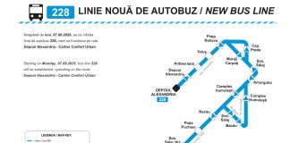 O linie nouă de autobuze – 228 circulă, de luni, între „Depoul Alexandria” şi „Cartier Confort Urban”