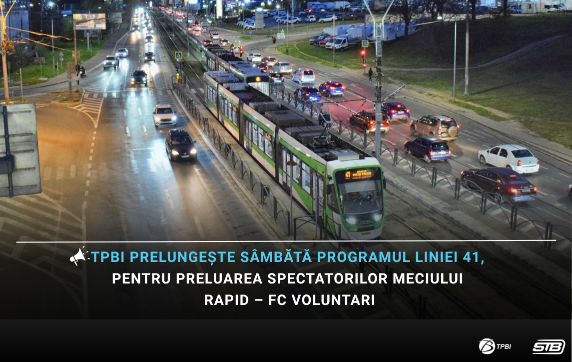 Linia 41 va avea program prelungit, sâmbătă, pentru preluarea spectatorilor meciului Rapid – FC Voluntari