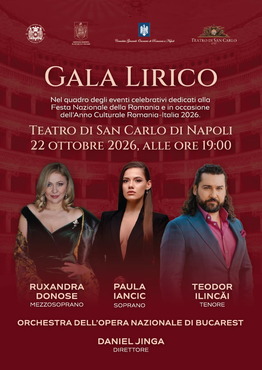 Opera Națională București ajunge la Teatro di San Carlo din Napoli, după La Fenice, Opera di Roma și Scala din Milano 3 Poster IT Gala lirico ONB teatro di San Carlo Napoli